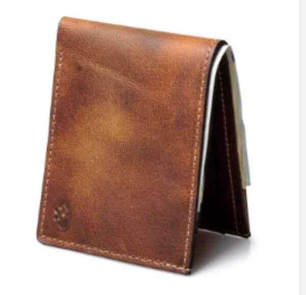 Bifold leather wallet.