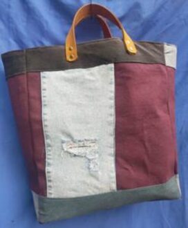 Denim mix jute bag.