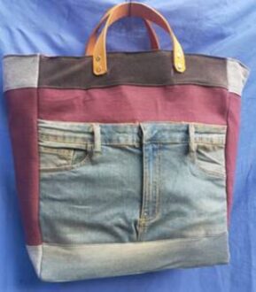 Denim Mix Jute Ladies Fashion Bag