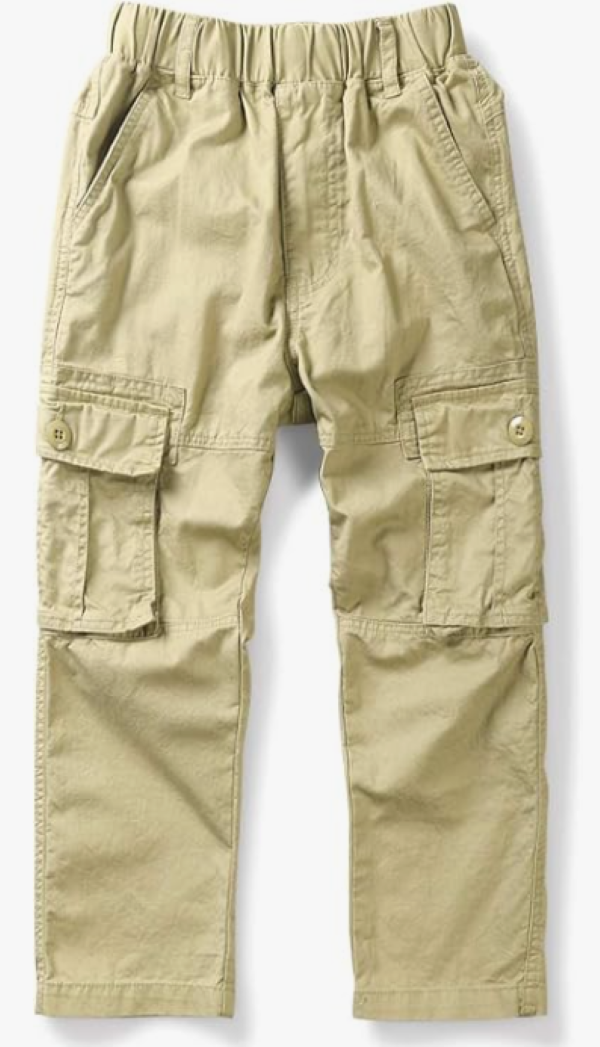 Boys' Elastic Waist Cargo Pant Cotton Casual Multi-Pockets.