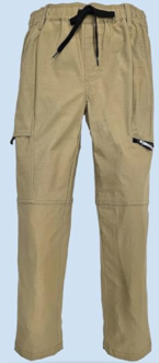 Boys Cargo Pants, Elastic Waist, Zipper Pockets, Casual Trousers.