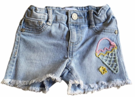 Girls Cream Denim Short.