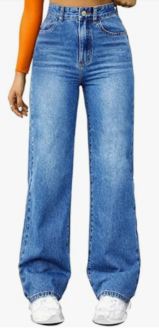 Straight Leg Jeans for Women,High Waisted Wide Leg Loose.